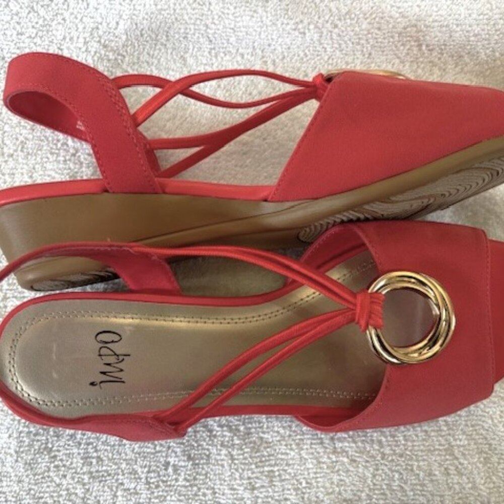 Impo Raiden red slip on low wedge sandals NWOT Size 8-1/2